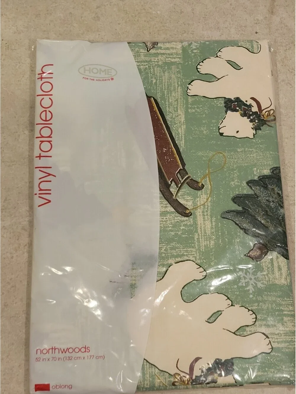 HOME for the HOLIDAYS NEW Vinyl Tablecloth 52x70  